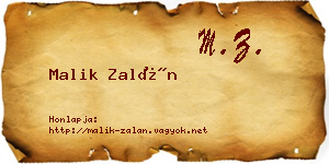 Malik Zalán névjegykártya