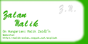 zalan malik business card